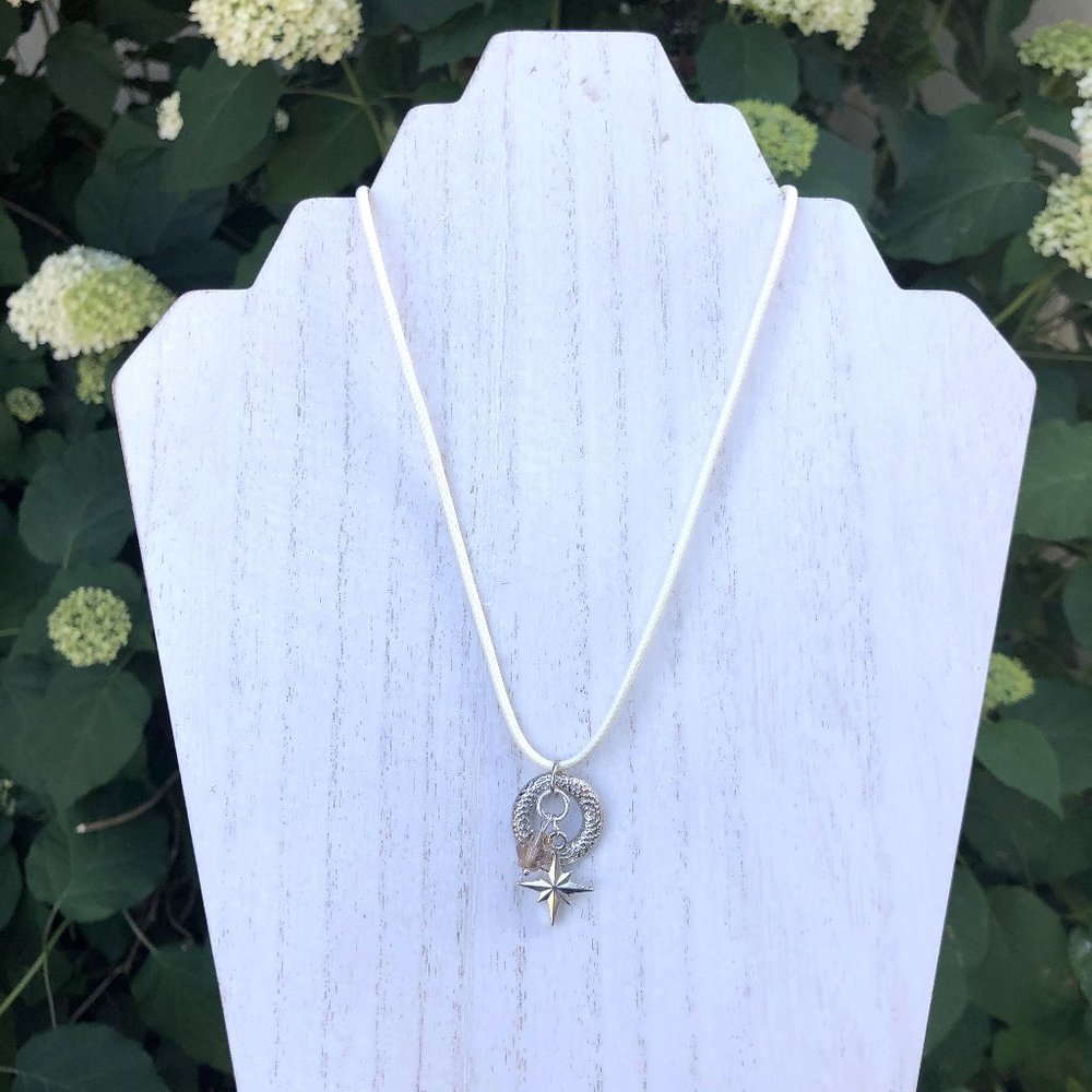 White Corded Charm Necklace